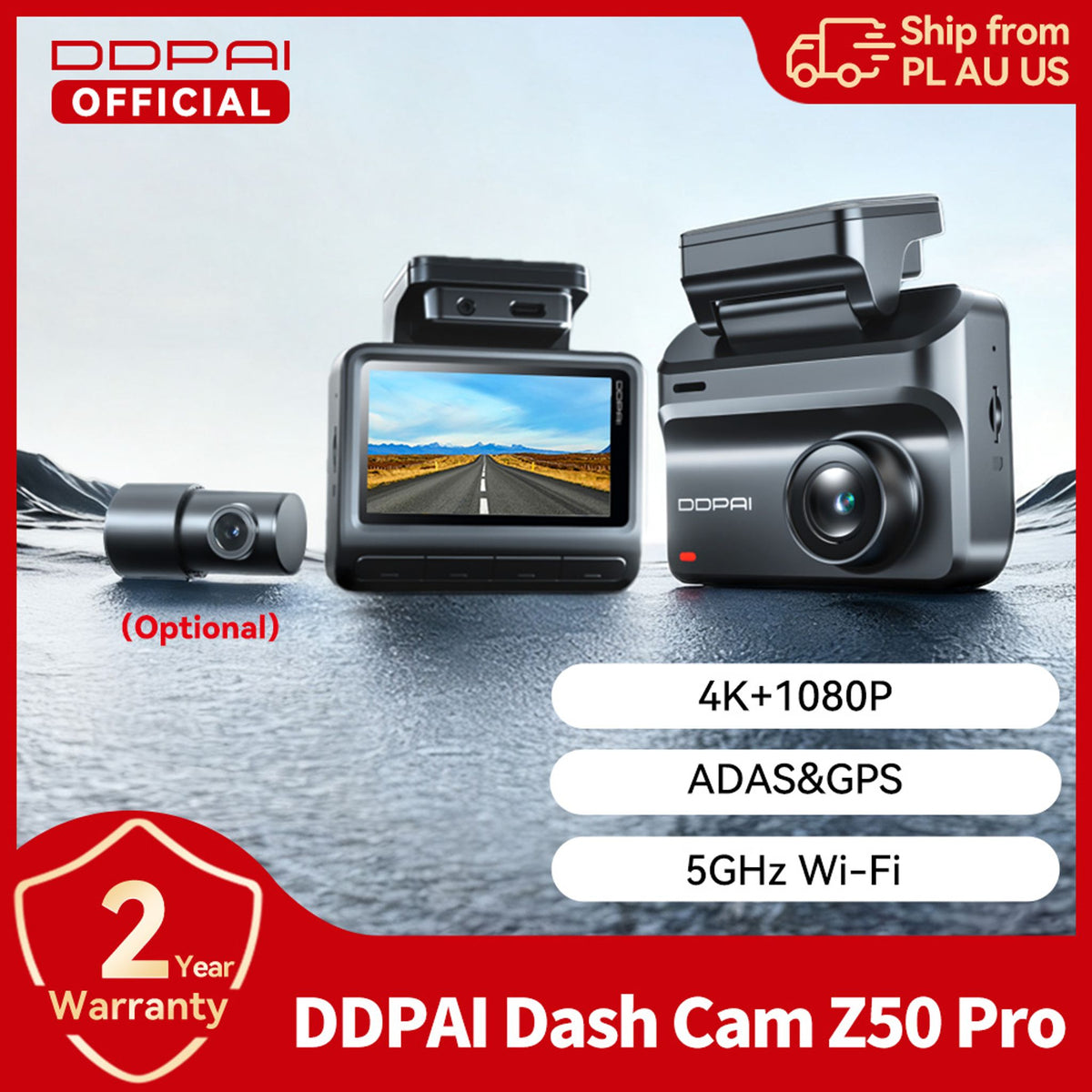 DDPAI Z50 Pro Front n Rear 4K Dash Cam with GPS
