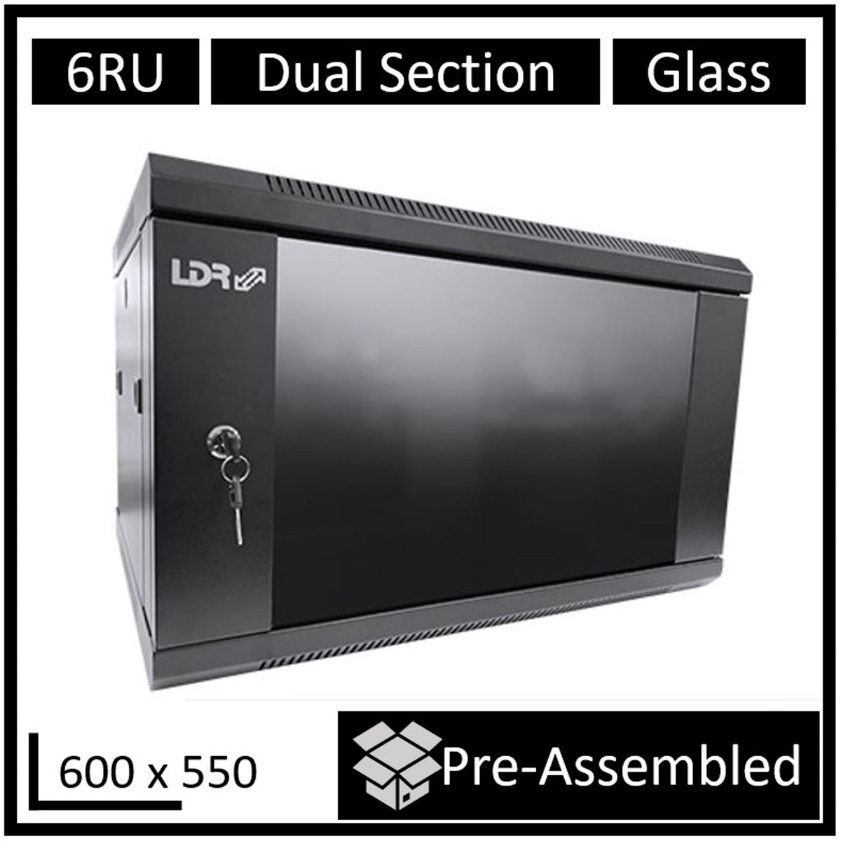 LDR WB-DS65060NB 6U Hinged Wall Mount Cabinet 600mm x 550mm