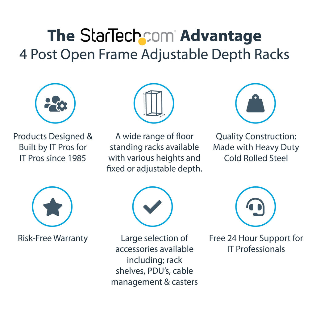 StarTech.com 4POSTRACK15U 15U 19in Open Frame Server Rack ds:64cc6f59