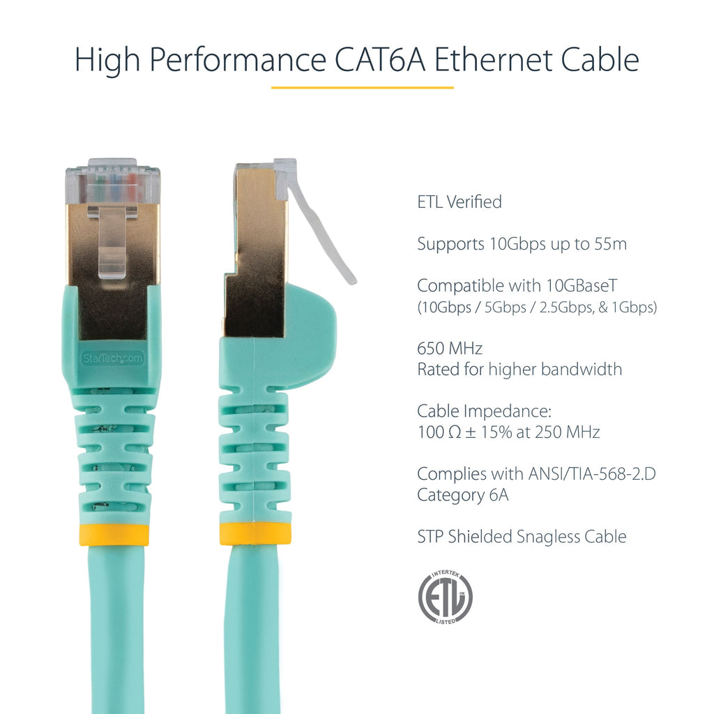 StarTech.com 6ASPAT150CMAQ 1.5m Aqua CAT6a Ethernet Cable ds:9cbf086c