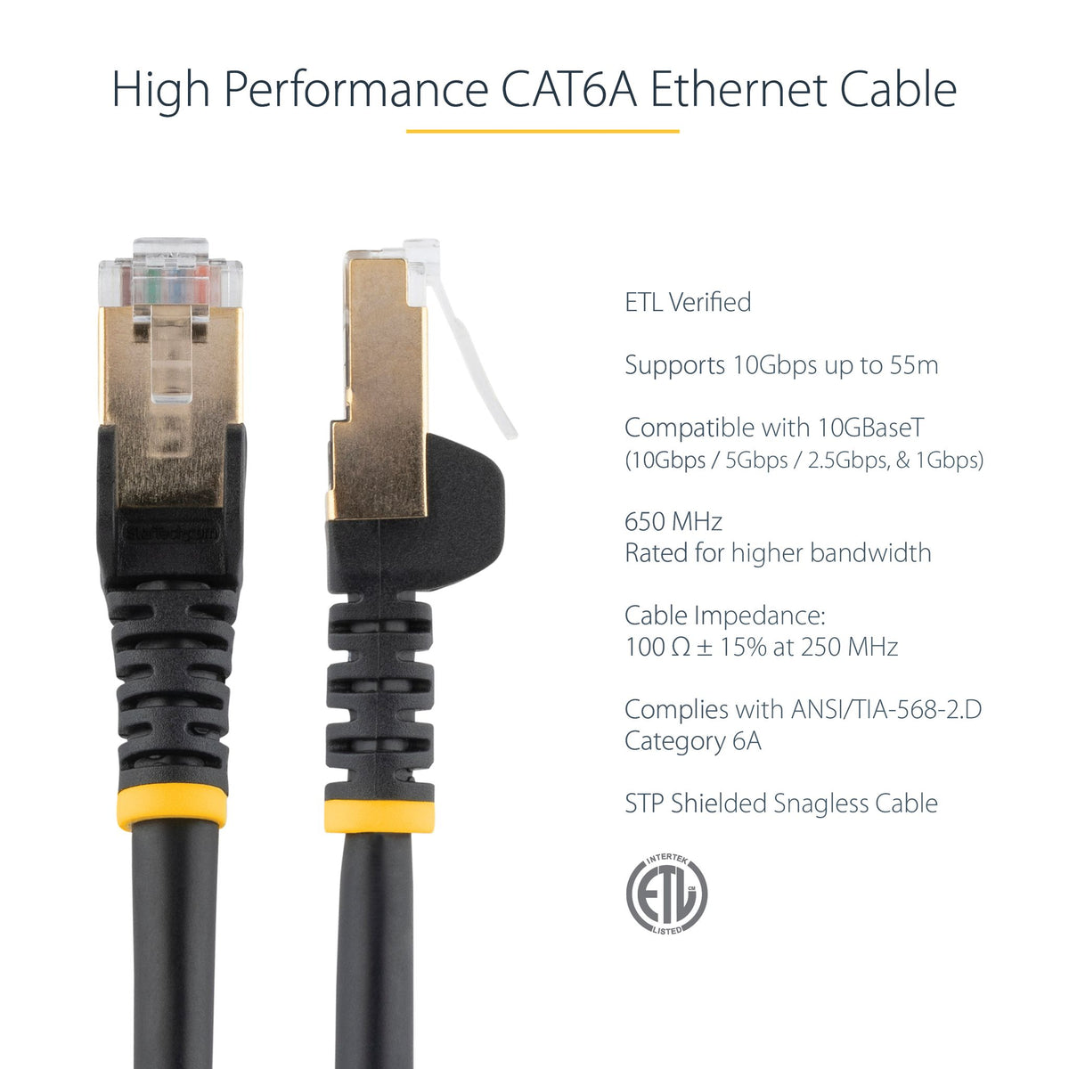 StarTech.com 6ASPAT3MBK 3m Cat6a Shielded 100W PoE Ethernet Cable ds:a9f11c8e