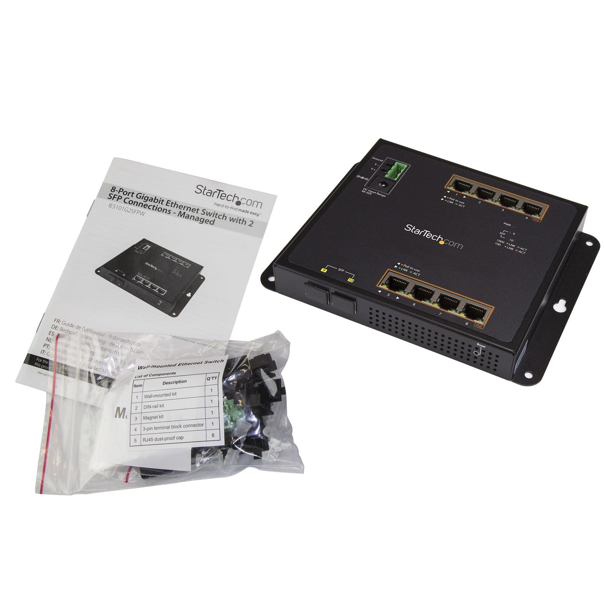 StarTech.com IES101GP2SFW 8-Port PoE+ Gigabit Switch with 2 SFP ds:2679f2f6