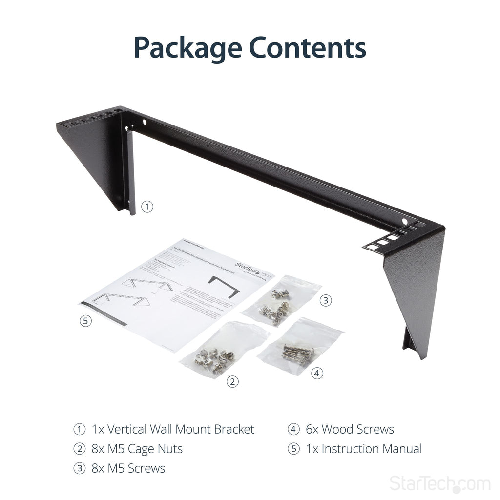 StarTech.com RK219WALLV 2U 19in Steel Vertical Wall Mount Rack Bracket ds:d40a8d2a