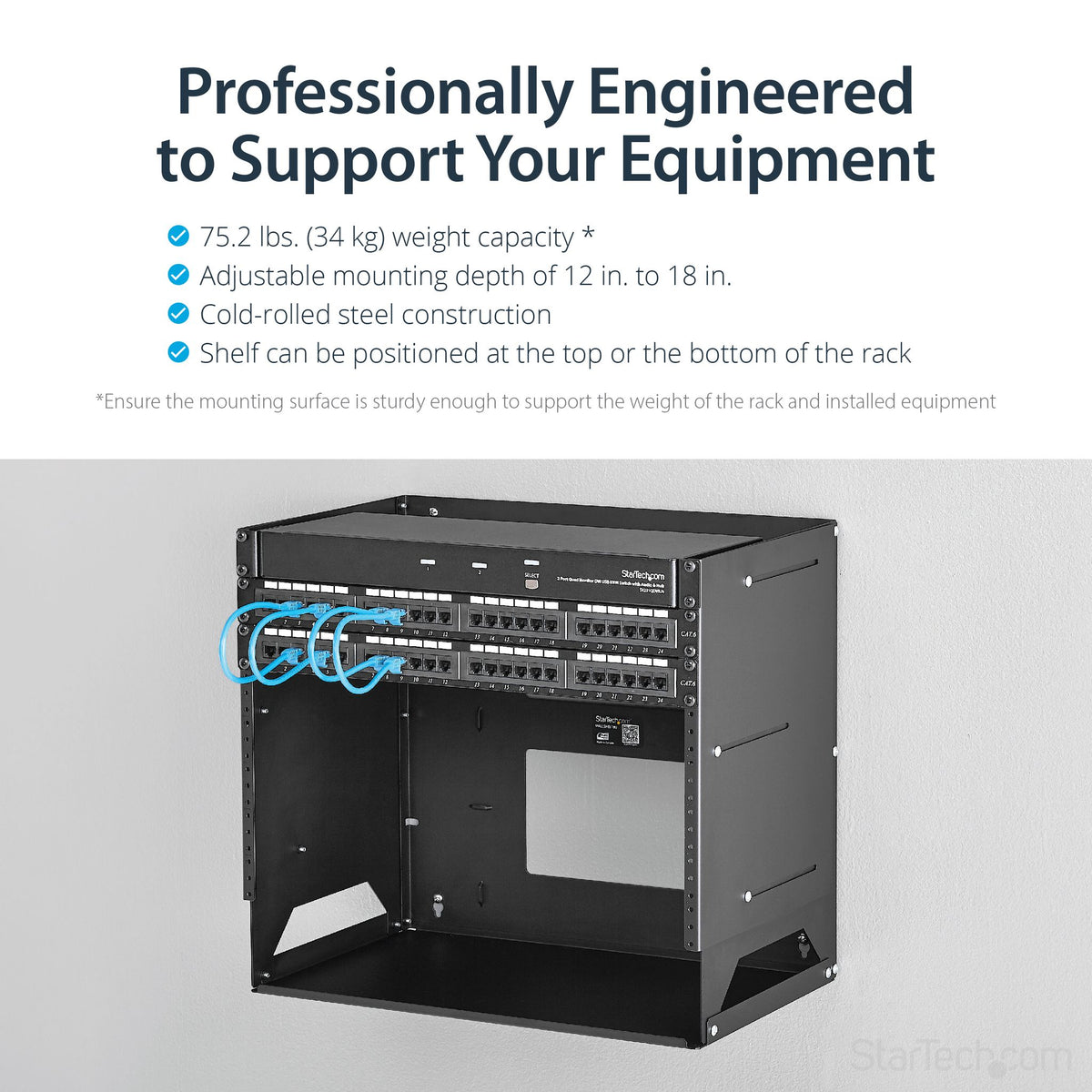 StarTech.com WALLSHELF8U 8U Open Frame Wall Mount Network Rack ds:e290b89b