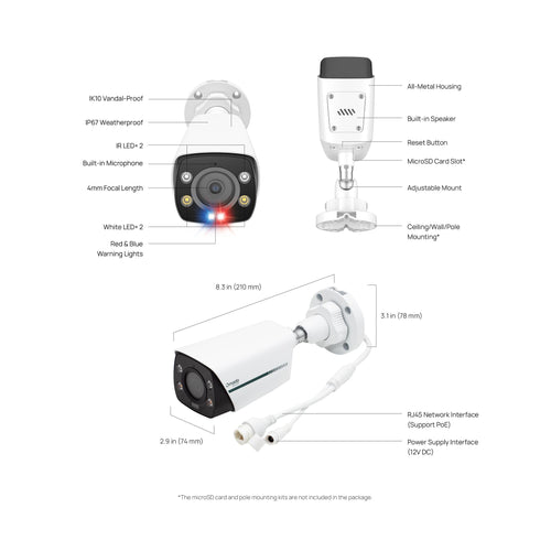 TP-Link Omada 8MP Bullet 4K PoE Security Camera ds:5999e11