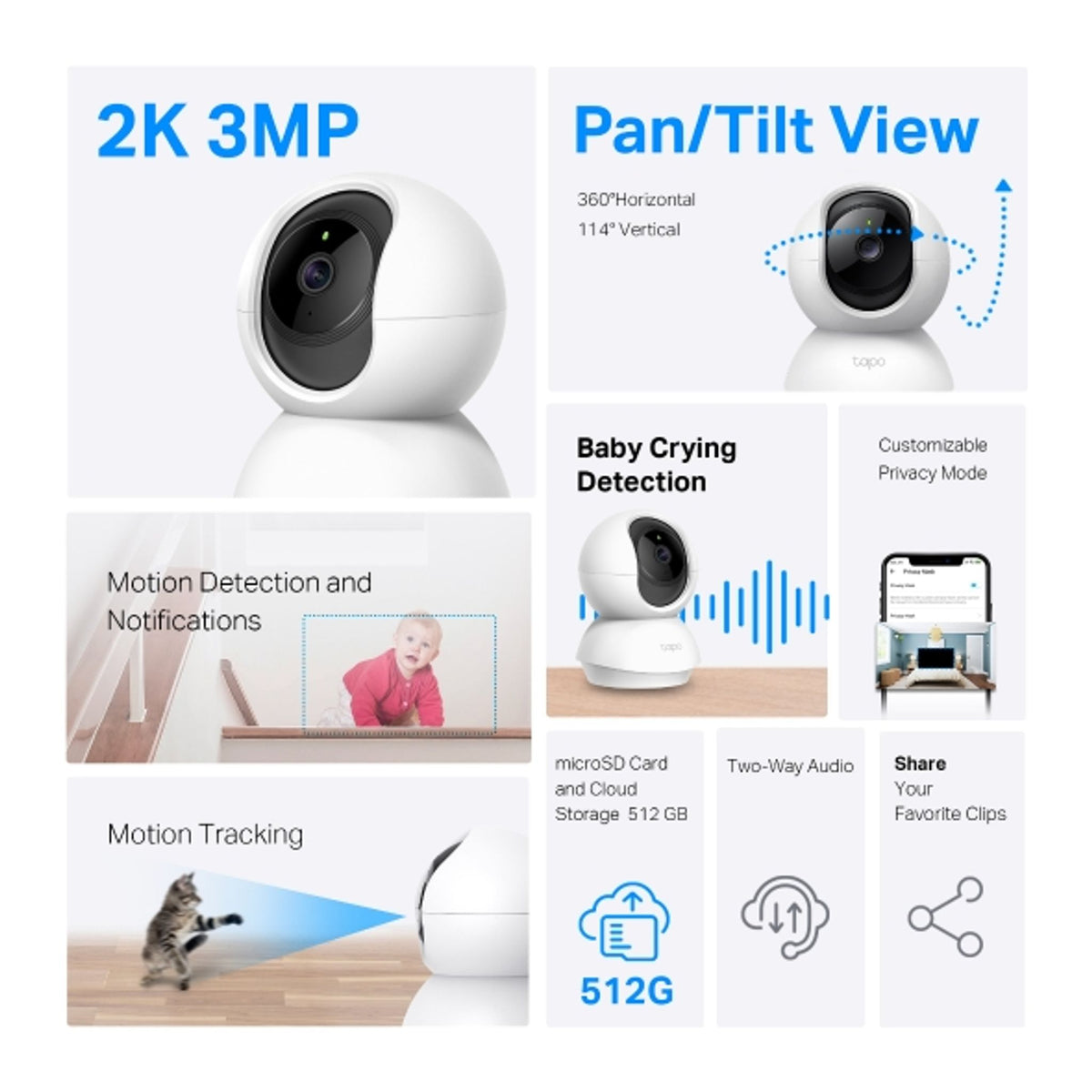 TP-Link TC71 3MP 2K Pan/Tilt Wi-Fi Camera ds:e050098f
