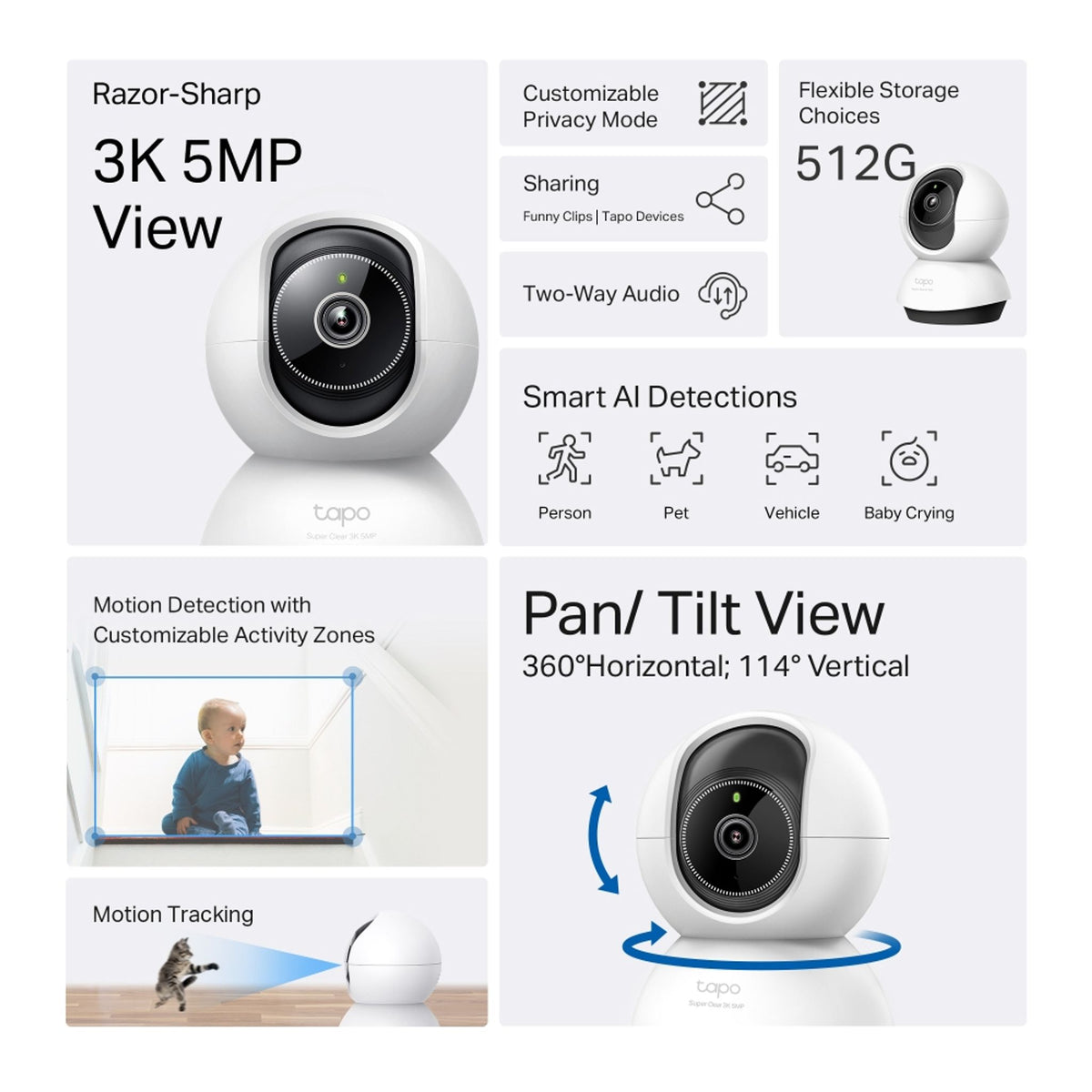 TP-Link TC74 3K 5MP Pan/Tilt Wi-Fi Camera ds:e58d7a91