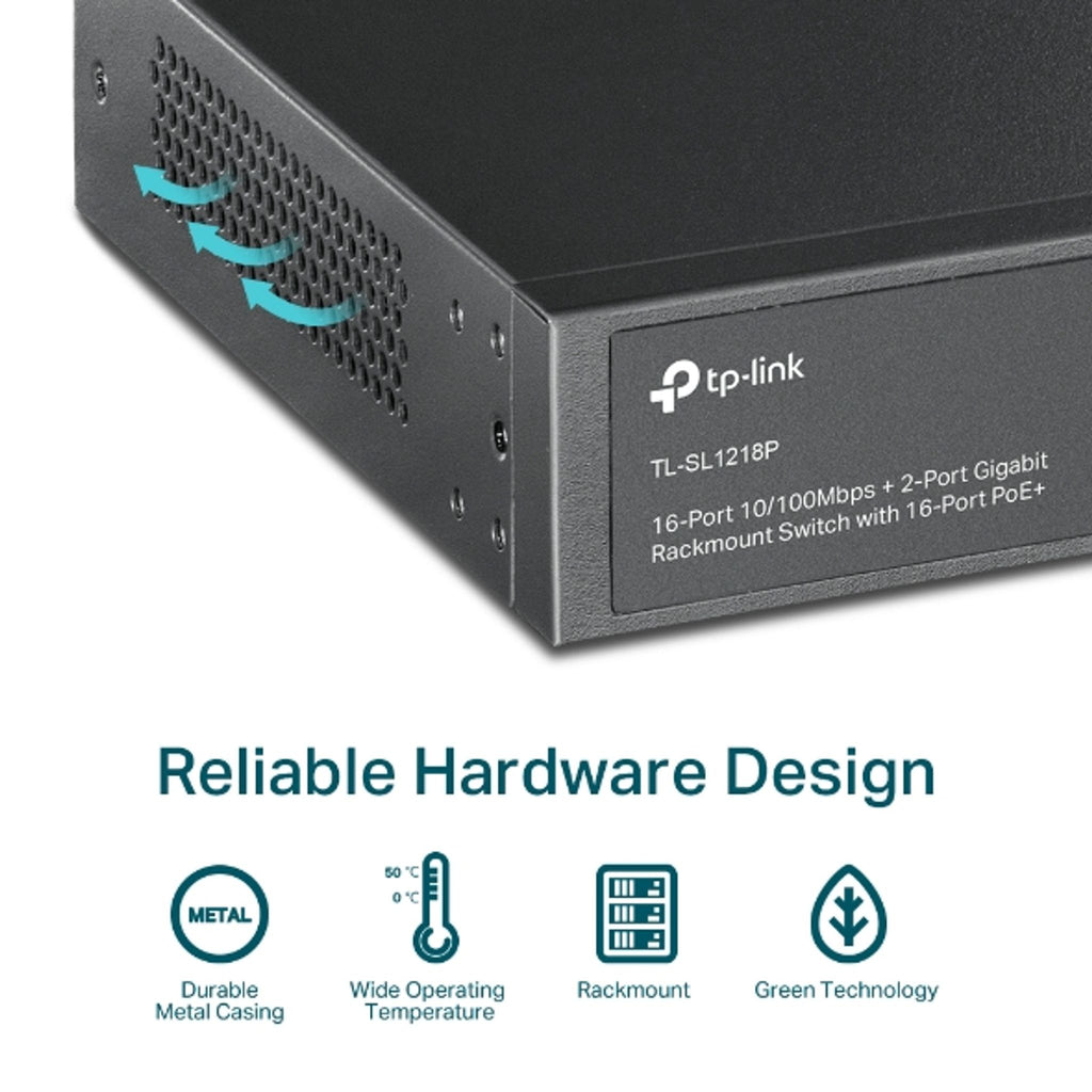 TP-Link TL-SL1218P 16-Port PoE+ Rackmount Switch ds:c7427a38